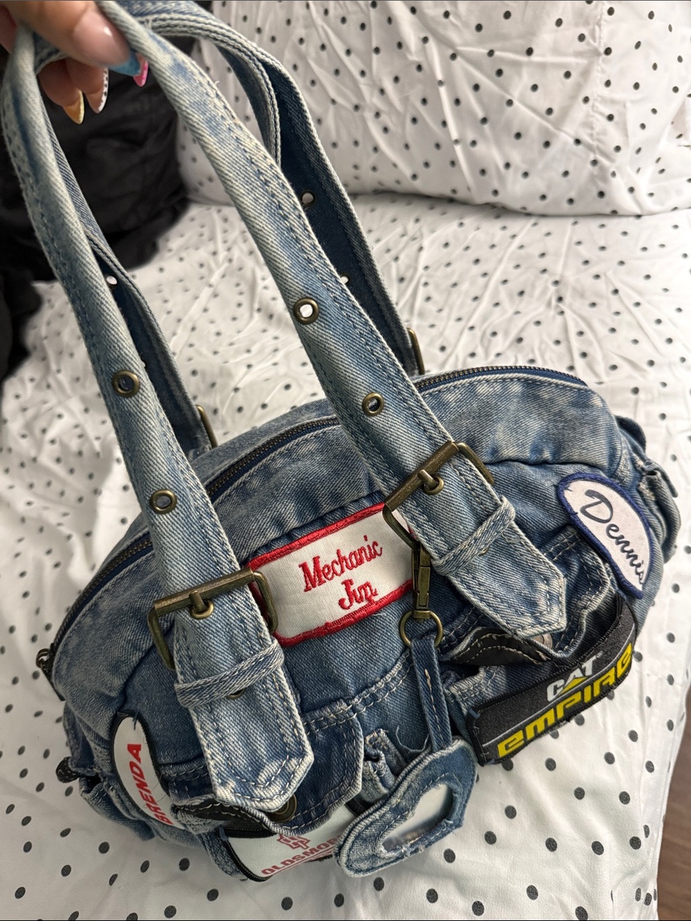 Urban Outfitters Light Blue Denim Patchwork Shoulder Bag